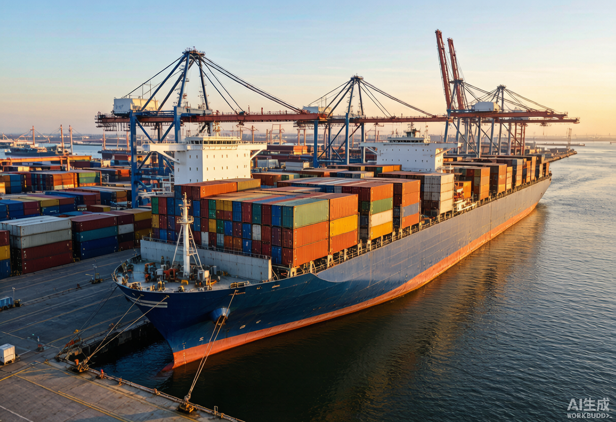 Container ship at port